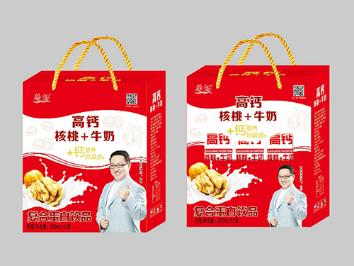 高钙核桃牛奶复合蛋白饮品礼盒红色